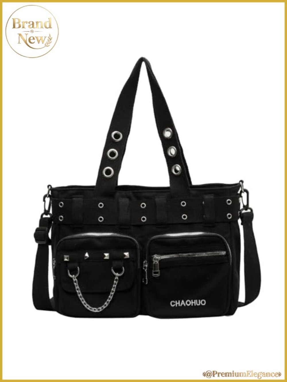 Y2K Gothic Canvas Tote Bag for Women Large Shoulder Handbag Work Travel